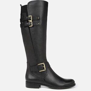 Naturalizer Jessie Leather Riding Boots Black Size 6 Wide Calf NIB $225